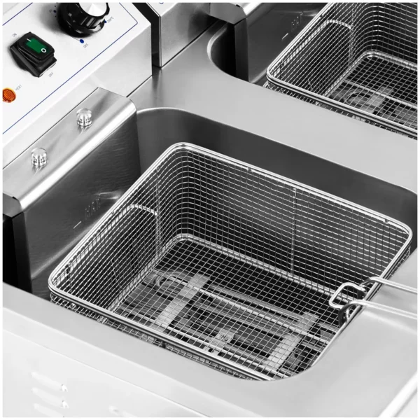 Dvojitá elektrická fritéza - 26 l - 10 000 W - vypúšťací kohút - studená zóna - spodná skrinka - Image 5