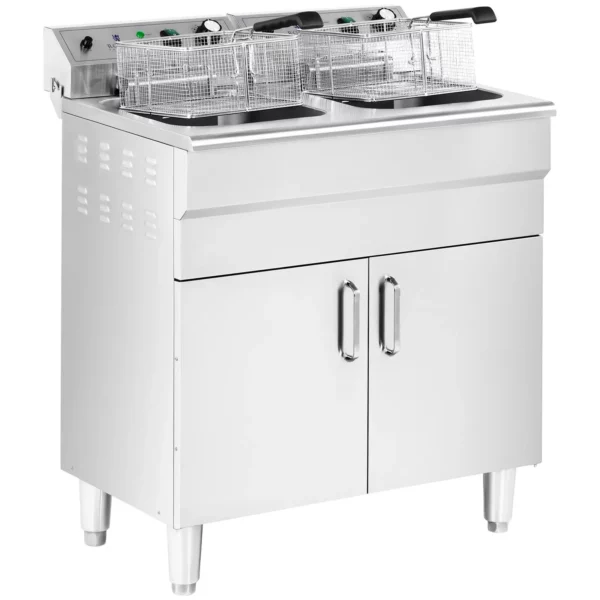 Dvojitá elektrická fritéza - 26 l - 10 000 W - vypúšťací kohút - studená zóna - spodná skrinka - Image 10
