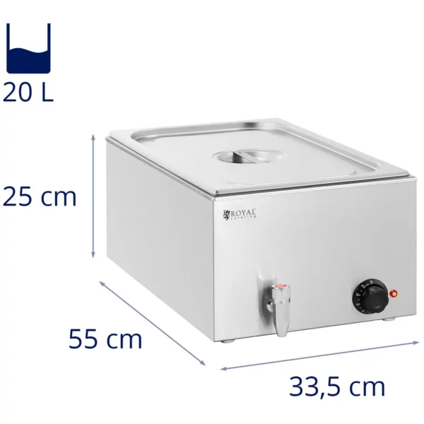 Bain Marie - 640 W - GN 1/1 dierovaná panvica - vypúšťací kohútik - Image 7
