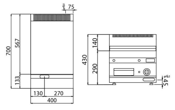 Elektrická platňa - 3,6 kW - hladká - vrátane podstavca s 1 dvierkami - Image 2