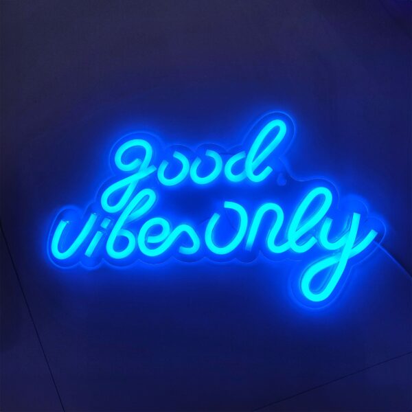LED svetelný nápis - Good Vibes Only - Modrý - 420x240 mm - Image 3