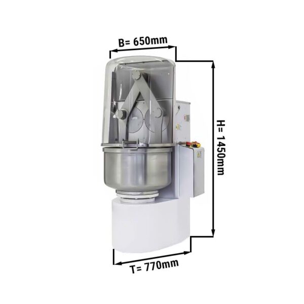 Stroj na pekárske cesto - 80 litrov / 60 kg - 2 rýchlosti - s predĺženými ramenami