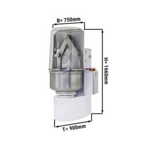 Stroj na pekárske cesto - 140 litrov / 80 kg - 2 rýchlosti - s predĺženými ramenami