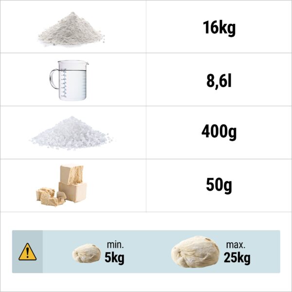 Stroj na cesto - 33 litrov / 25 kg - 2 rýchlosti - s pevnou misou - funkcia časovača - Image 9