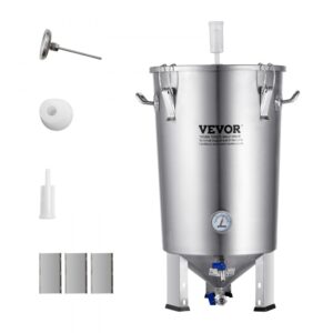 Systém varenia piva VEVOR Zariadenie na varenie piva nerez 30 l fermentor piva, varný vedro fermentor na varenie, príslušenstvo na domáce varenie s podstavcom, kotlík na vývar vrátane veka, rukoväť, ventil, kohútik