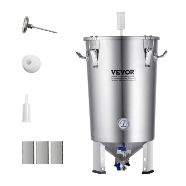 Systém varenia piva VEVOR Zariadenie na varenie piva nerez 30 l fermentor piva, varný vedro fermentor na varenie, príslušenstvo na domáce varenie s podstavcom, kotlík na vývar vrátane veka, rukoväť, ventil, kohútik