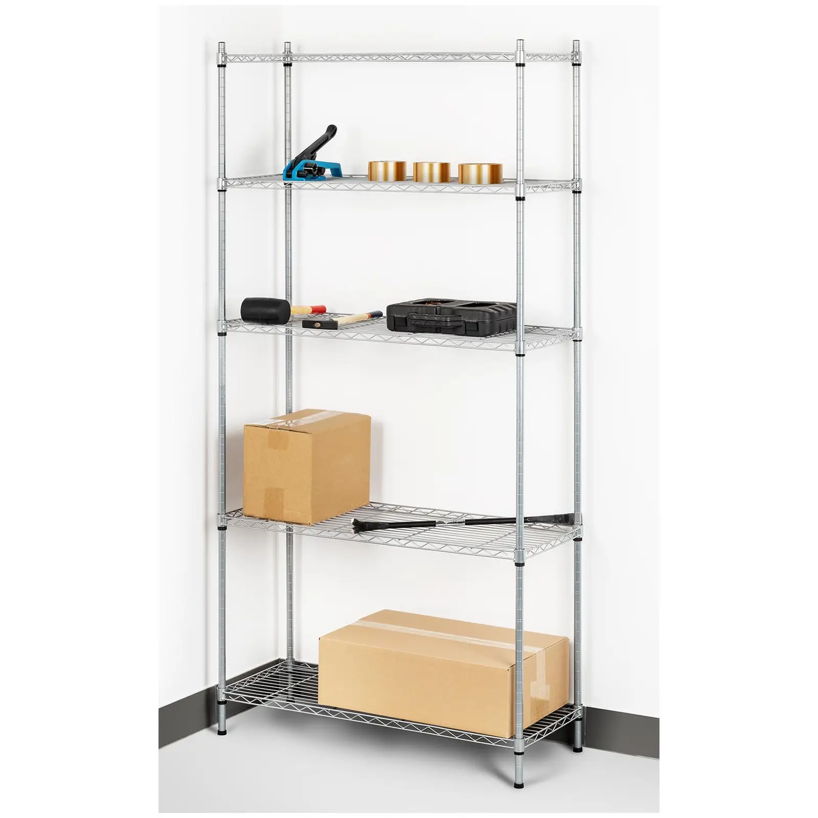 Kovový regál - 35 x 90 x 180 cm - 150 kg - šedý – Obrázok 3