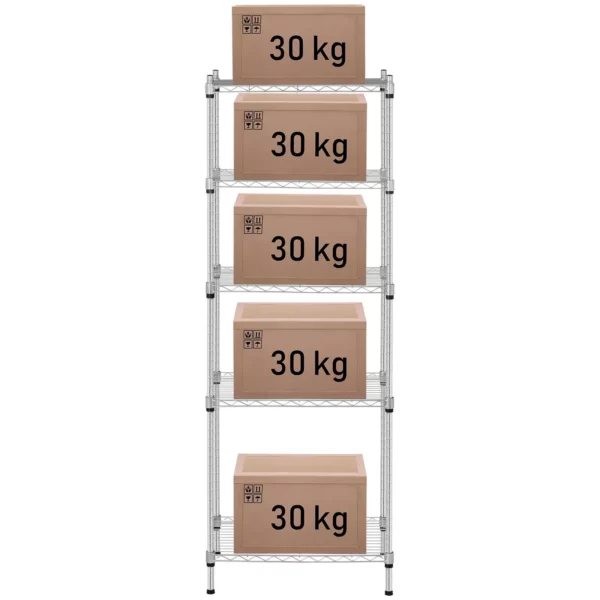 Kovový regál - 35 x 55 x 150 cm - 150 kg - šedý - Image 7
