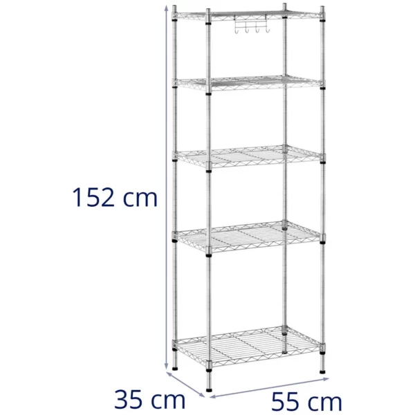 Kovový regál - 35 x 55 x 150 cm - 150 kg - šedý - Image 2