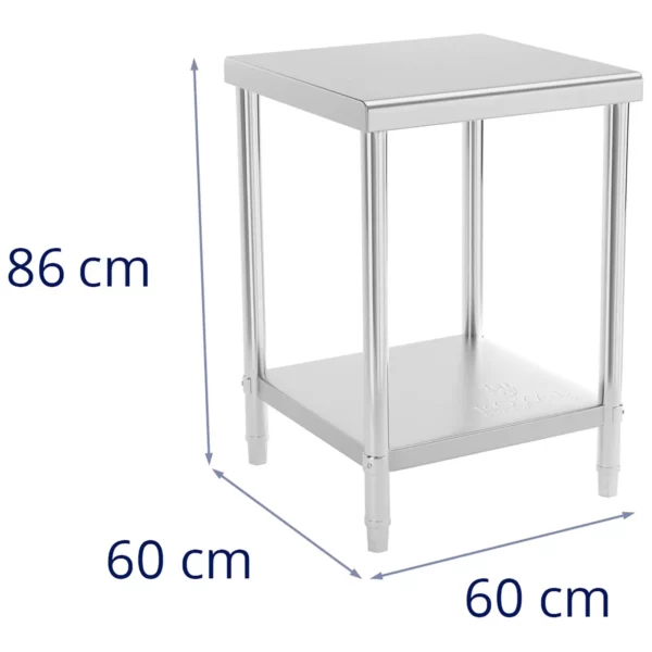 Pracovný stôl z ušľachtilej ocele - 60 x 60 cm - nosnosť 150 kg - Image 2