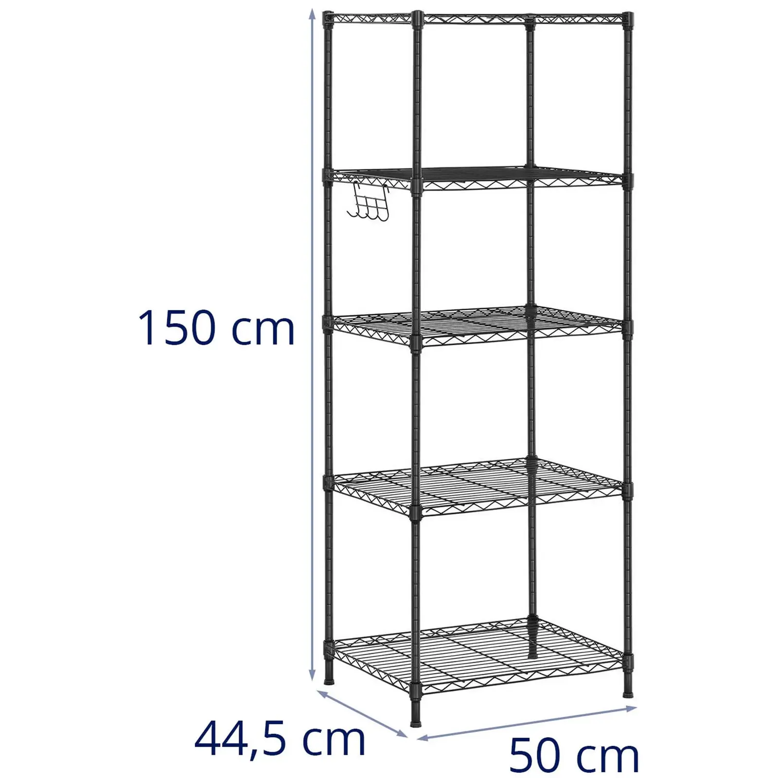 Kovový regál - 55 x 45 x 150 cm - 150 kg - čierny – Obrázok 2