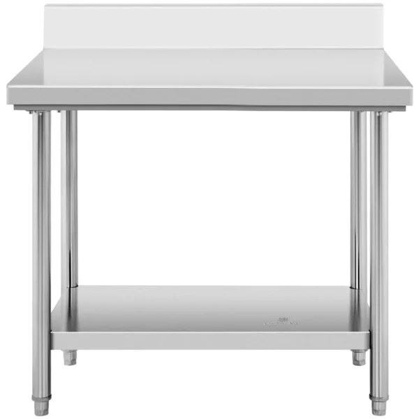 Pracovný stôl z nehrdzavejúcej ocele - 100 x 60 cm - lem - nosnosť 114 kg - Image 2