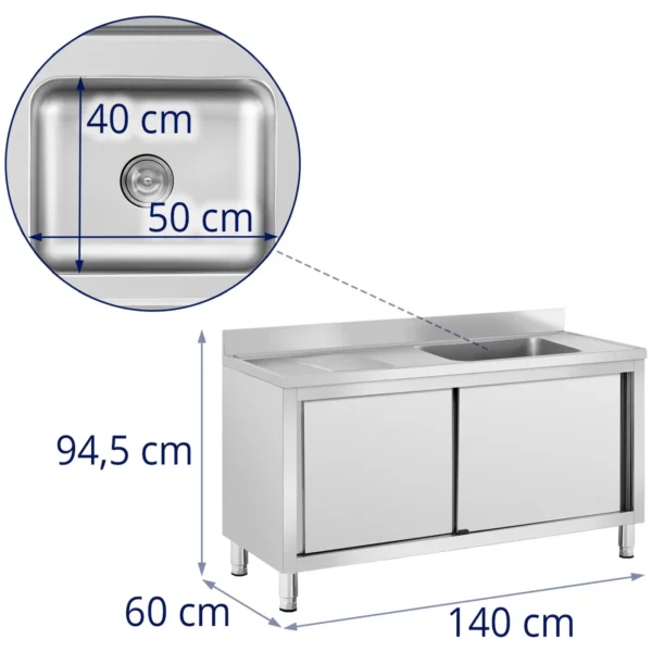 Drezová skrinka - 1 misa - Royal Catering - nehrdzavejúca oceľ - 500 x 400 x 240 mm - Image 2