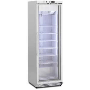 Mraznička - 380 L - Royal Catering - sklenené dvere - strieborná - chladivo R290