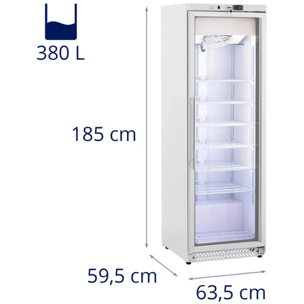 Mraznička - 380 l - Royal Catering - sklenené dvierka - biela - chladivo R290 - Image 2