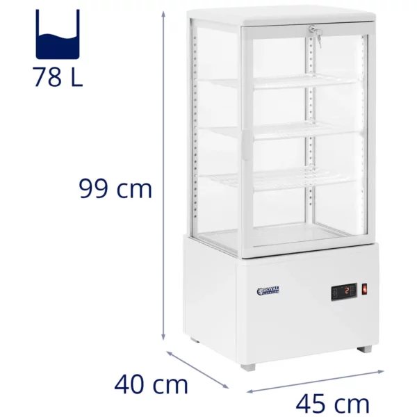 Chladiaca vitrína - 78 l - Royal Catering - 4 úrovne - biela - uzamykateľná - Image 2