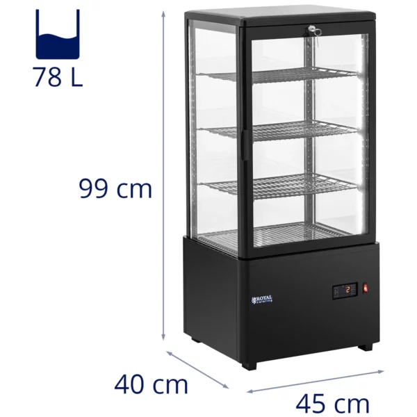 Chladiaca vitrína - 78 l - Royal Catering - 4 úrovne - čierna - uzamykateľná - Image 2