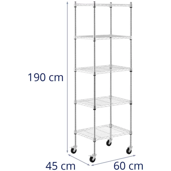Kovová polica - 60 x 45 x 190 cm - 50 kg - 4 kolieska - Image 2