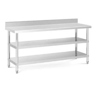 Pracovný stôl z nehrdzavejúcej ocele - s lemom - 180 x 60 x 16., cm - 226 kg - 2 police - Royal Catering