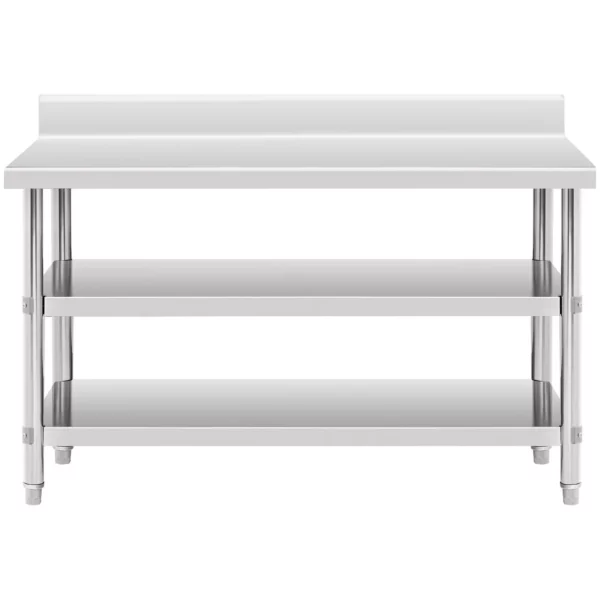 Pracovný stôl z nehrdzavejúcej ocele - s lemom - 150 x 60 x 16,5 cm - 226 kg - 2 police - Royal Catering - Image 3