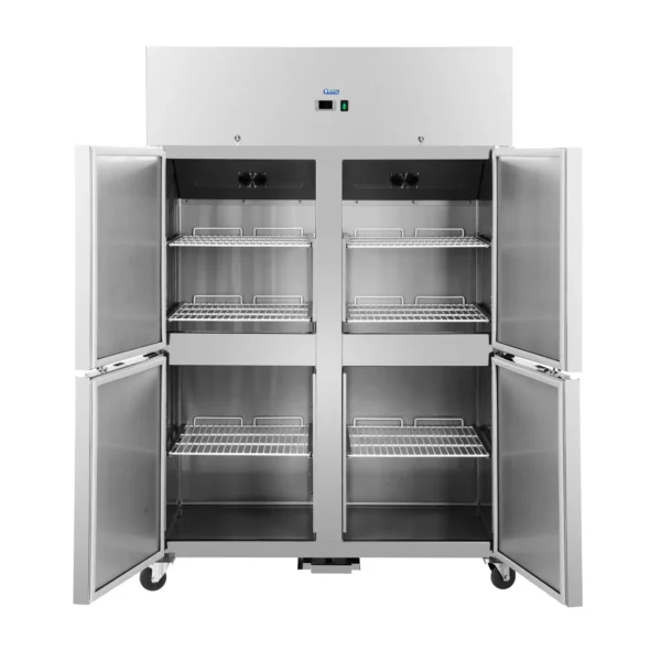 Gastro chladnička - 1160 l - ušľachtilá oceľ - 4 dvere - 4 kolieska - uzamykateľná - Royal Catering - Image 3