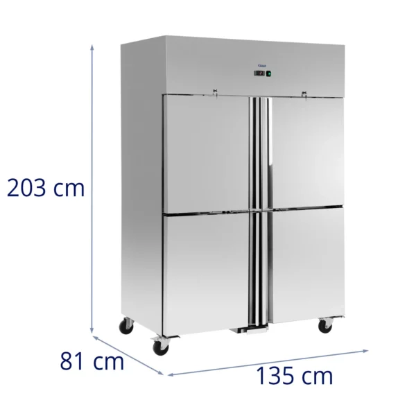 Gastro chladnička - 1160 l - ušľachtilá oceľ - 4 dvere - 4 kolieska - uzamykateľná - Royal Catering - Image 2
