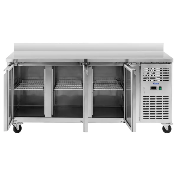 Chladiaci stôl na kolieskach - 410 l - 3 priehradky - 179,5 x 70 cm - trieda B - stojan - ušľachtilá oceľ - Royal Catering - Image 2