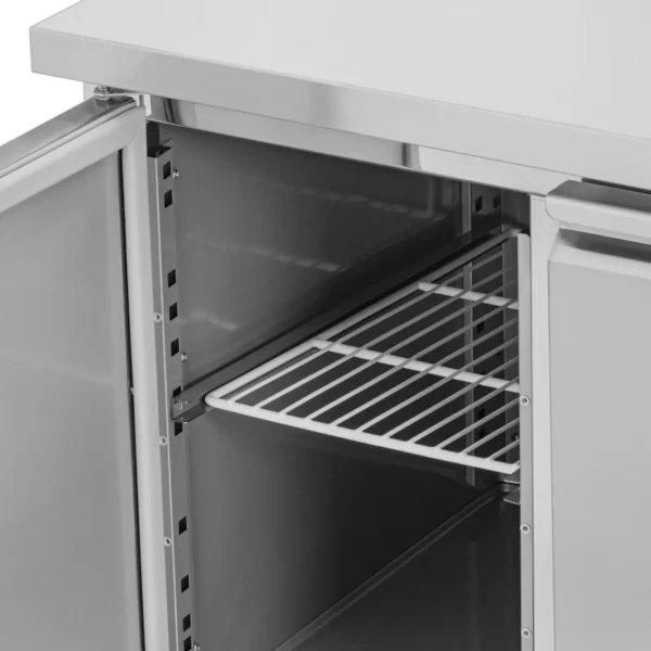 Chladiaci stôl na kolieskach - 550 l - 4 priehradky - 223 x 70 cm - Trieda B - ušľachtilá oceľ - Royal Catering - Image 5