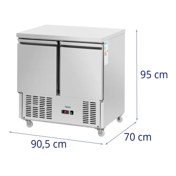 Chladiaci stôl na kolieskach - 240 l - 2 priehradky - 90 x 70 cm - trieda C - ušľachtilá oceľ - Royal Catering - Image 2