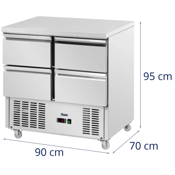 Chladiaci stôl na kolieskach - 240 l - 4 zásuvky - 90 x 70 cm - trieda C - ušľachtilá oceľ - Royal Catering - Image 3