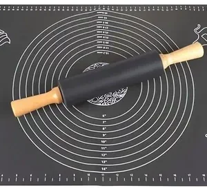 RUHHY 23760 Silikónová podložka 70 × 50 cm + valček na cesto, sivá