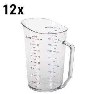 (12 kusov) CAMBRO | CAMWEAR® - Polykarbonátová odmerka so stupnicou - 2 litre - Číry