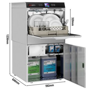 Umývačka riadu - digitálna - 3,55 kW - so saponátom, oplachovým prostriedkom a vypúšťacím čerpadlom