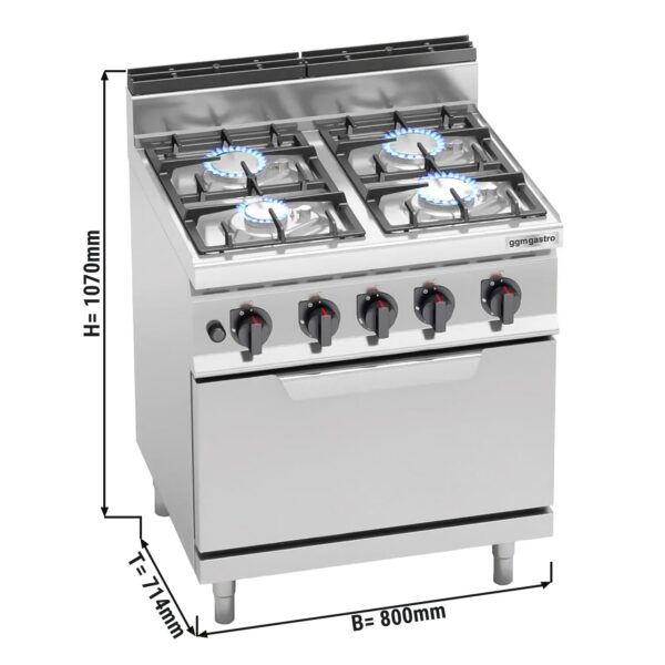 Plynový sporák - 21,5 kW - 4 horáky - vrátane elektrickej rúry statickej - 7,5 kW