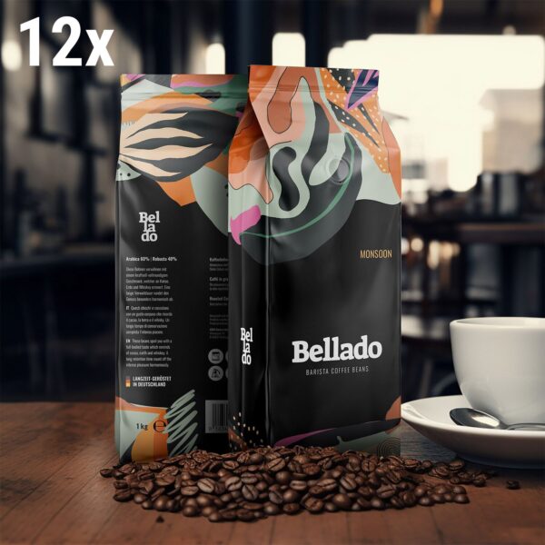 BELLADO | Kávové zrná "Monsoon" - 12x 1kg - 60% Arabica a 40% Robusta - Image 7