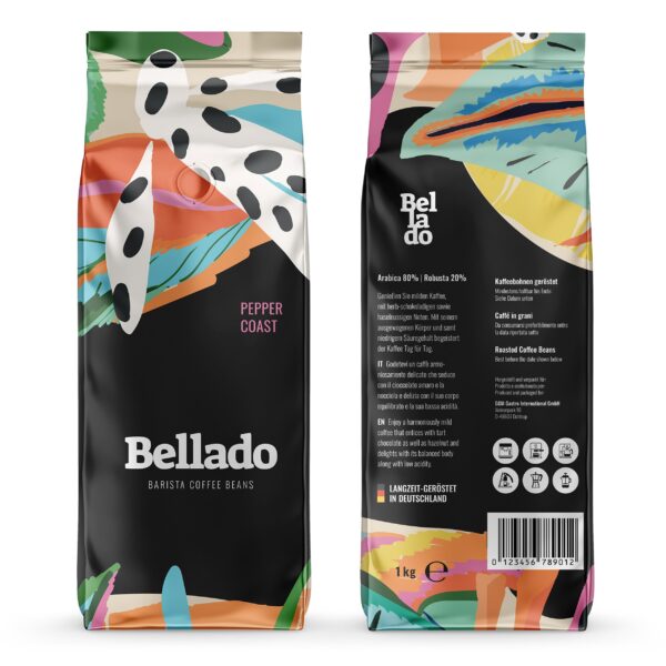 BELLADO | Kávové zrná "Pepper Coast" - 6x 1kg - 80% Arabica a 20% Robusta - Image 3