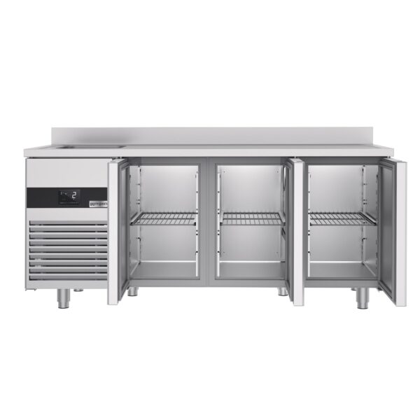 Chladiaci stôl PREMIUM - 1900x700mm - s 3 dvierkami, 1 umývadlom vľavo a podstavcom - Image 6