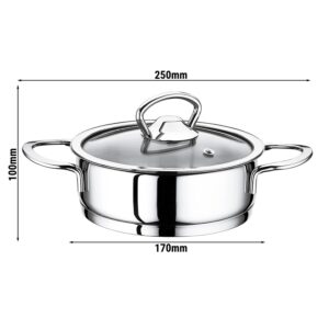 Mini nerezový kastról s pokrievkou - Ø 160 mm - výška 50 mm - 1,00 litra