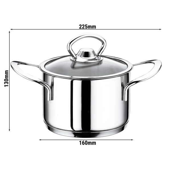Mini nerezový kastról s pokrievkou - Ø 140 mm - výška 80 mm - 1,20 litra