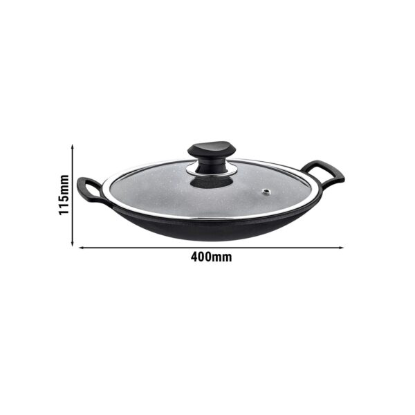Wok Ø 300 mm nepriľnavý so sklenenou pokrievkou