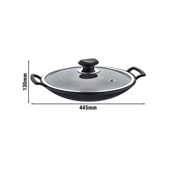 Wok Ø 340 mm nepriľnavý so sklenenou pokrievkou