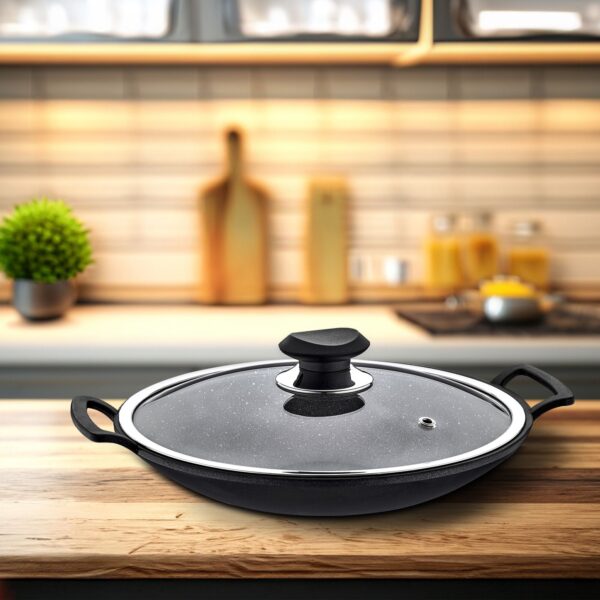 Wok Ø 300 mm nepriľnavý so sklenenou pokrievkou - Image 2