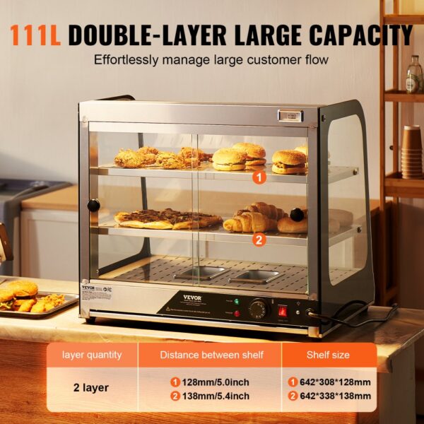 VEVOR 2-stupňové kliešte na ohrievače potravín na pizzu 850 W 111 l - Image 3
