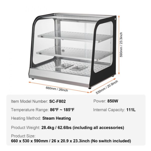 VEVOR 2-stupňové kliešte na ohrievače potravín na pizzu 850 W 111 l - Image 7