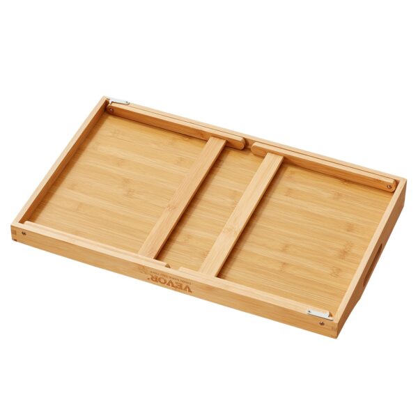 Bambusový podnos na jedlo so sklopnými nohami a otvorom na médiá 683 x 350 x 279 mm - Image 2