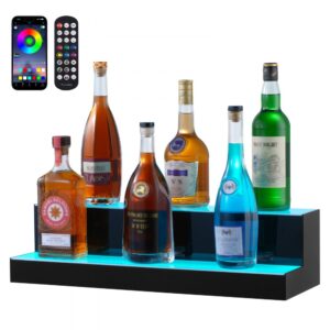 VEVOR barová polica stojan na víno LED osvetlenie nástenná montáž 2-poschodový 60cm displej