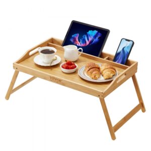 Bambusový podnos na jedlo so sklopnými nohami a otvorom na médiá 683 x 350 x 279 mm
