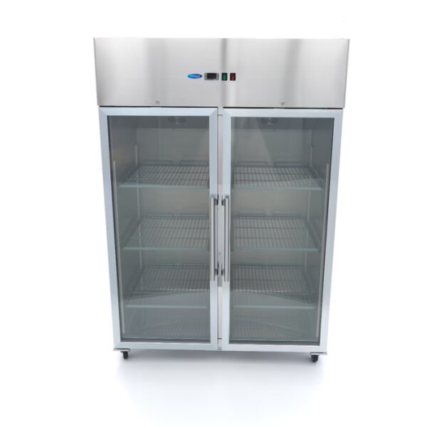 Chladnička – 1400L – 6 nastaviteľných políc (2/1 GN) – nehrdzavejúca oceľ – so sklenenými dvierkami - Image 7