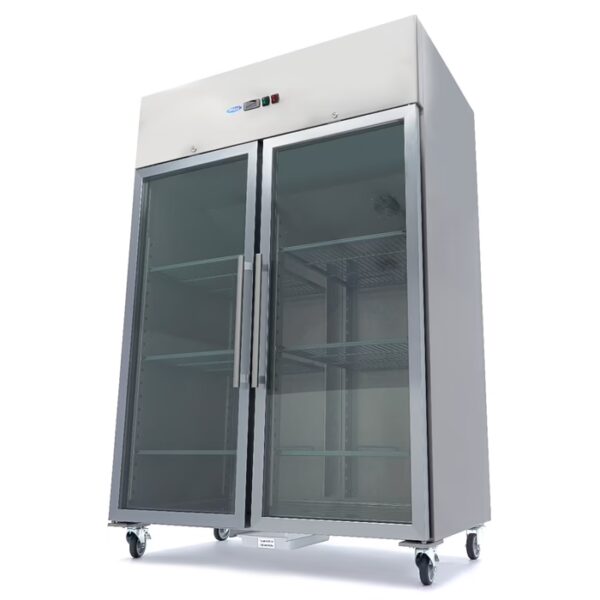Chladnička – 1400L – 6 nastaviteľných políc (2/1 GN) – nehrdzavejúca oceľ – so sklenenými dvierkami - Image 6