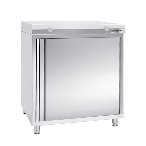 Nerezová pracovná skrinka PREMIUM - 600x700mm - s krídlovými dverami bez podstavca vrátane reznej dosky - Image 2